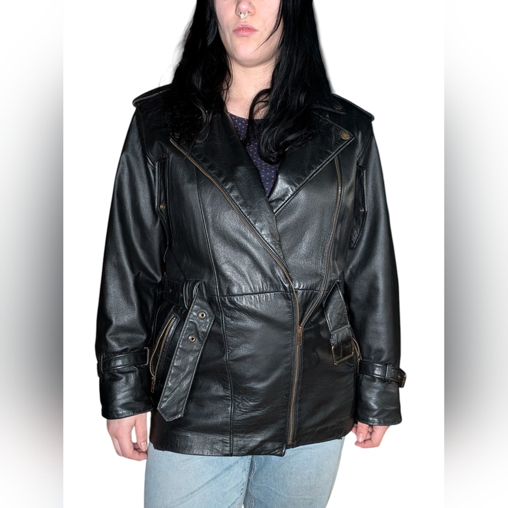 Vintage Cuir Dimitri Black Leather Women's Jacket - Picture 11 of 12